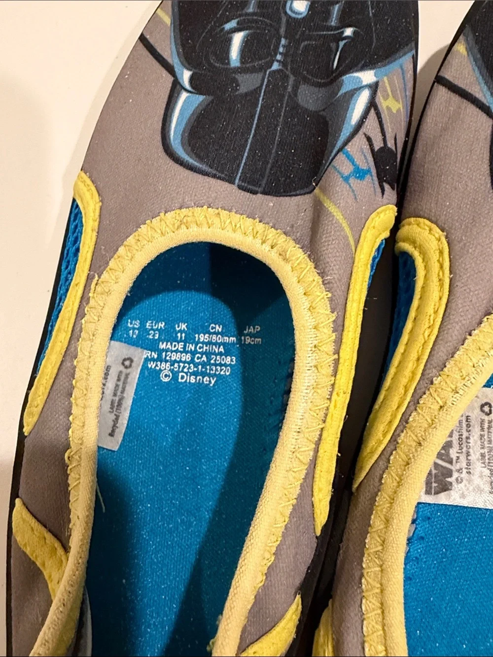 Star Wars Kids Water Shoes with Darth Vader Graphic - Gray, Yellow & Blue